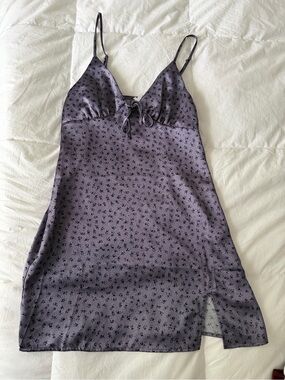 Garage Purple Floral Satin Slip Dress